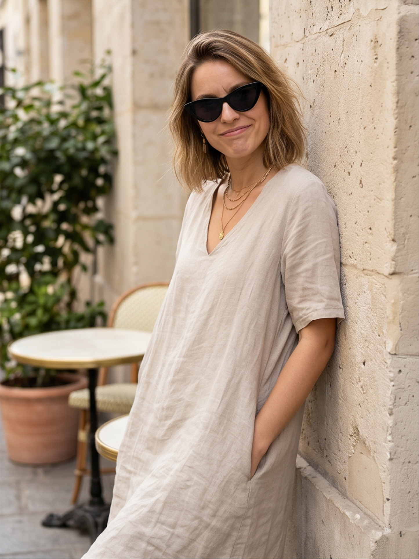 Robe Lin Bohème Poches