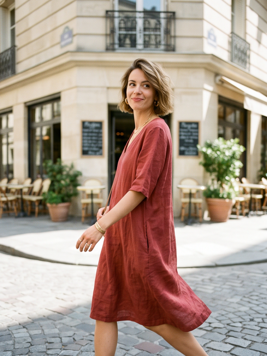 Robe Lin Bohème Poches