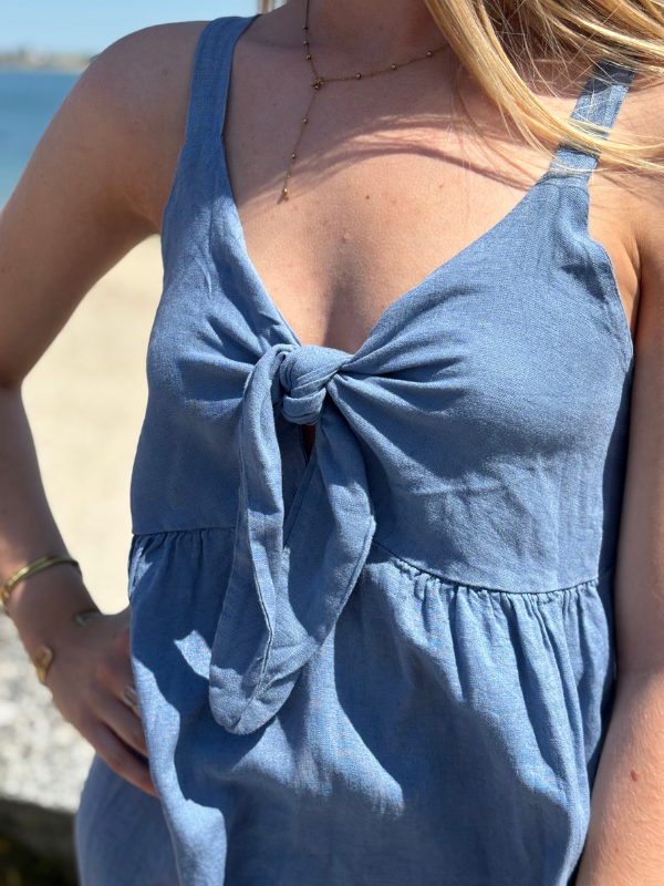 Robe Bohème Lin bleu jean