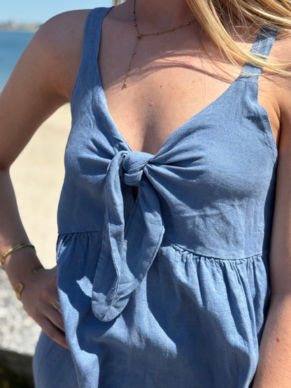 Robe Bohème Lin bleu jean