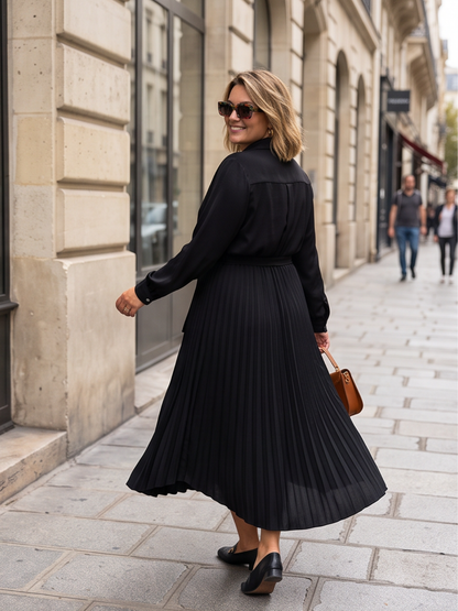 Robe Longue Angeline - Satin Plissé
