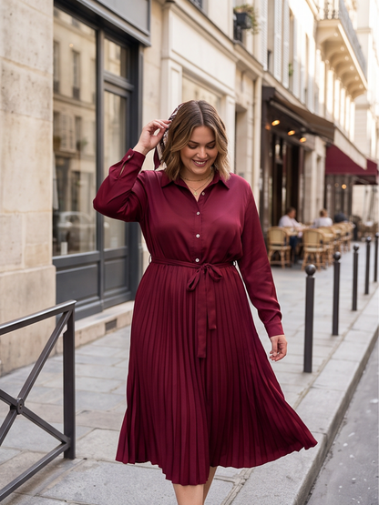 Robe Longue Angeline - Satin Plissé
