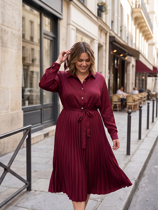 Robe Longue Angeline - Satin Plissé
