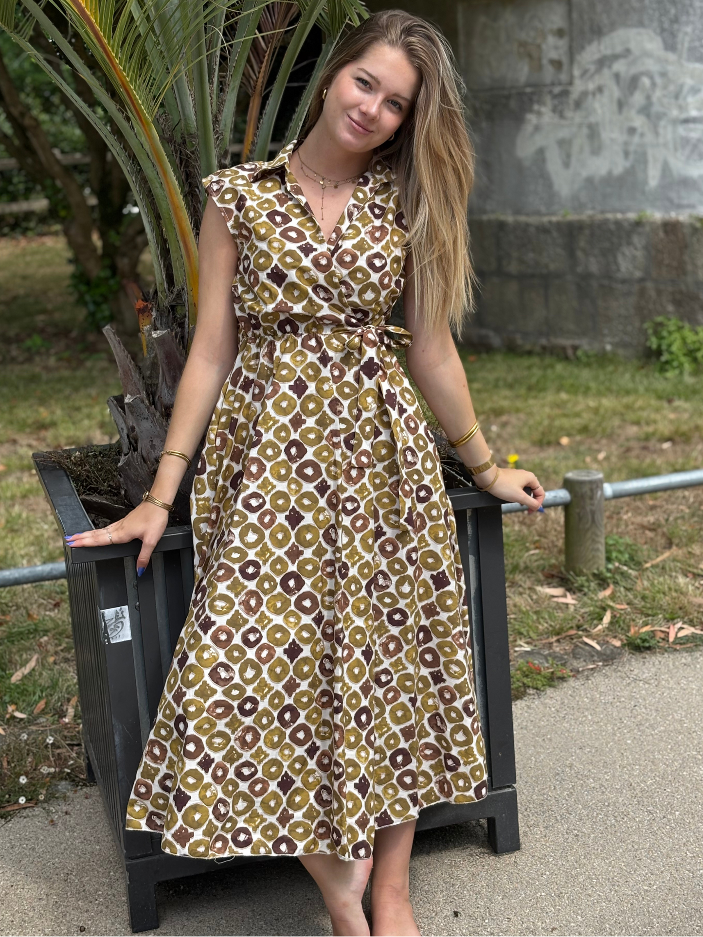 Robe Longue Ceinturé Rétro