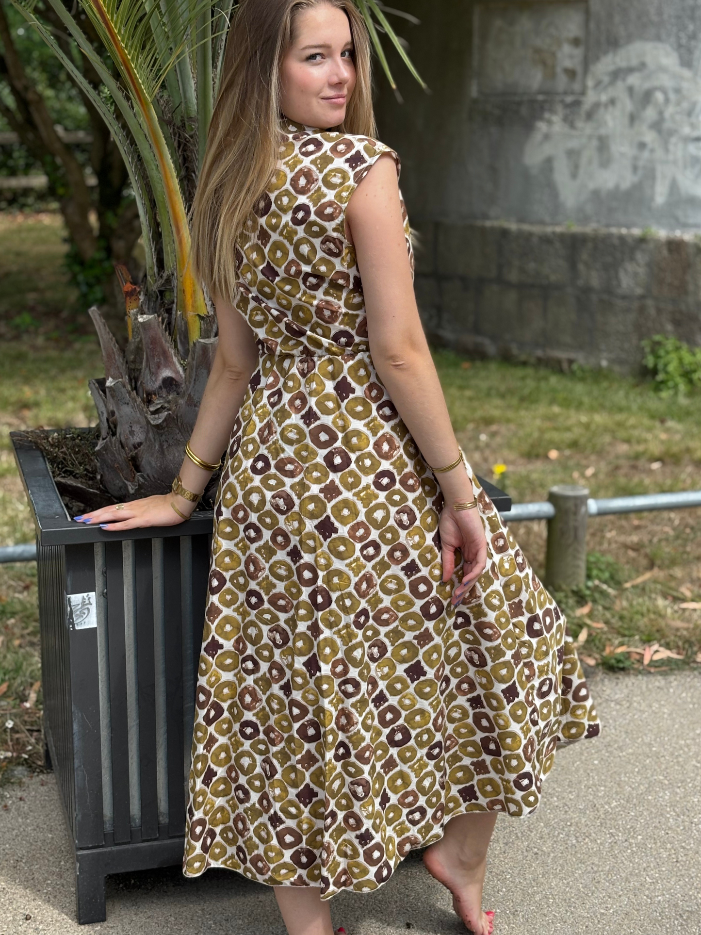 Robe Longue Ceinturé Rétro