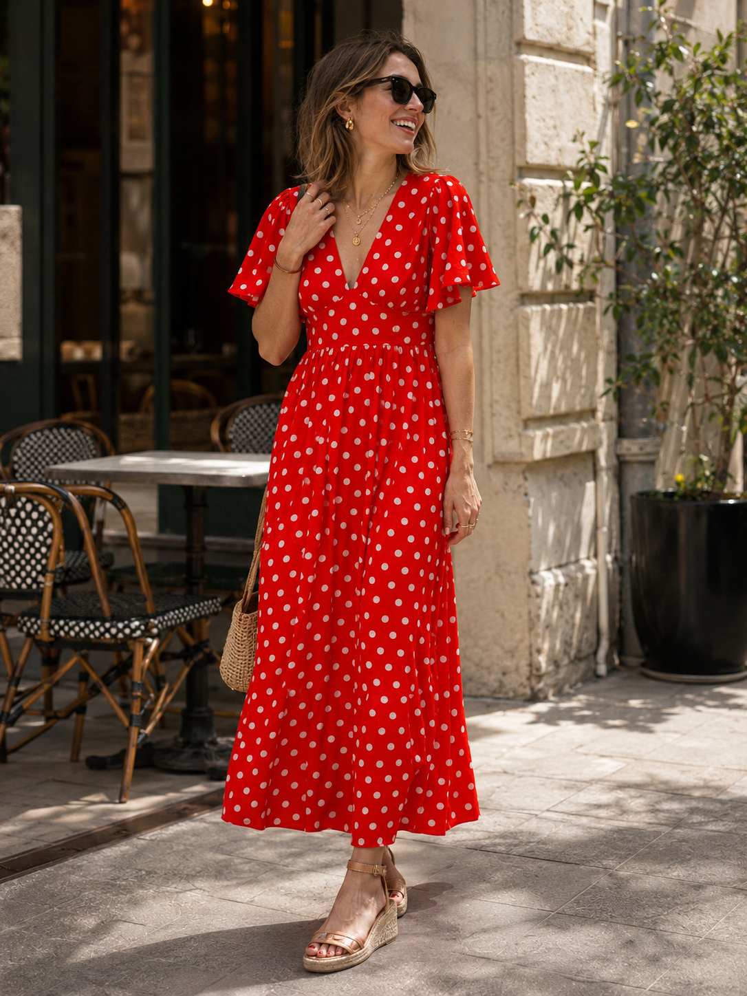 Robe Longue Pois Rétro