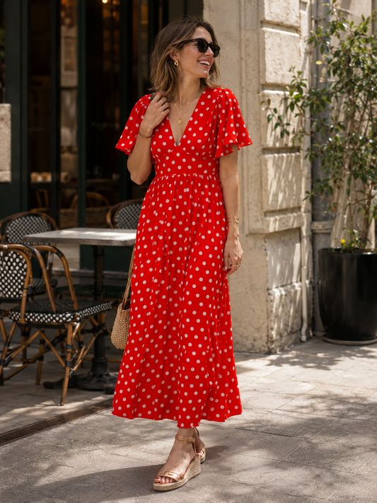 Robe Longue Pois Rétro