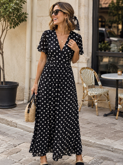 Robe Longue Pois Rétro