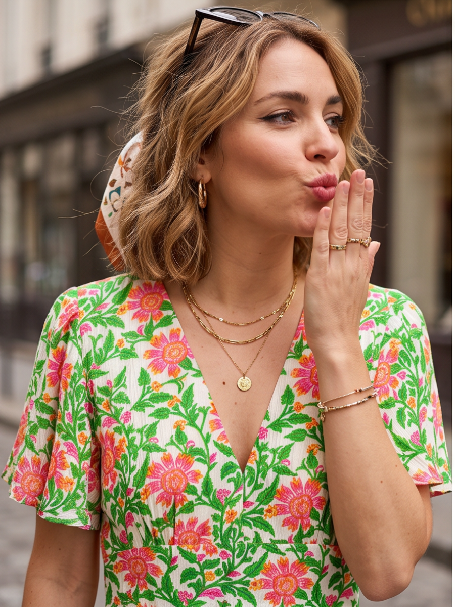 Robe Louane - Verte Fleurie