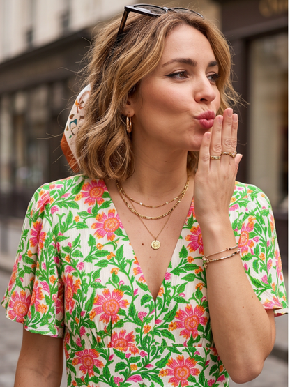 Robe Louane - Verte Fleurie