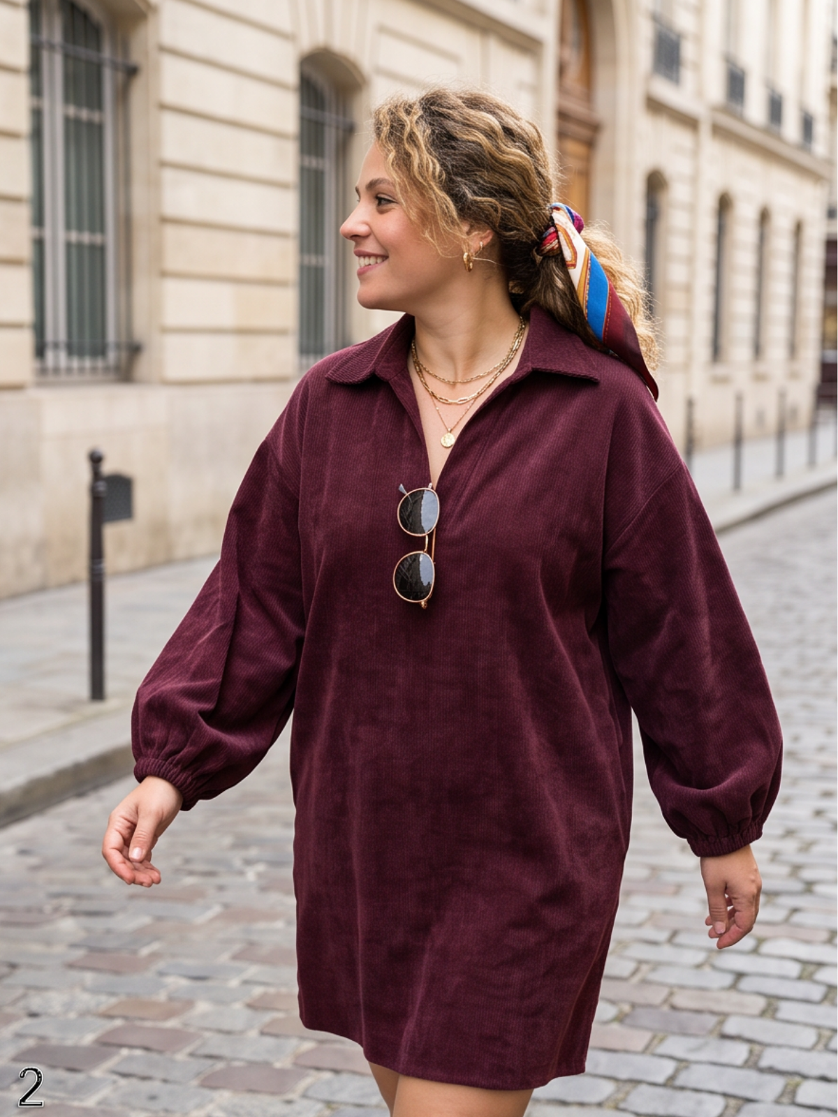 Robe Marlène - Velours Col Polo