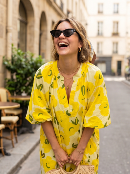 Robe Nadège - Florale Rouge ou Jaune