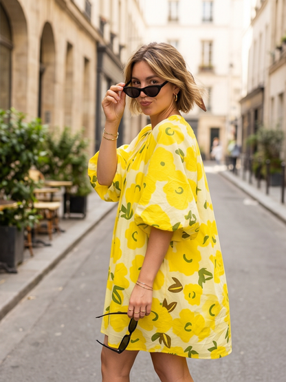 Robe Nadège - Florale Rouge ou Jaune