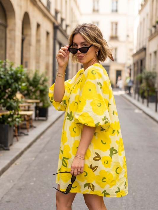 Robe Nadège - Florale Rouge ou Jaune