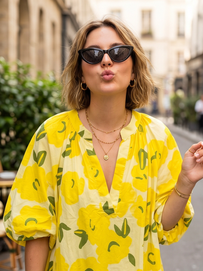 Robe Nadège - Florale Rouge ou Jaune