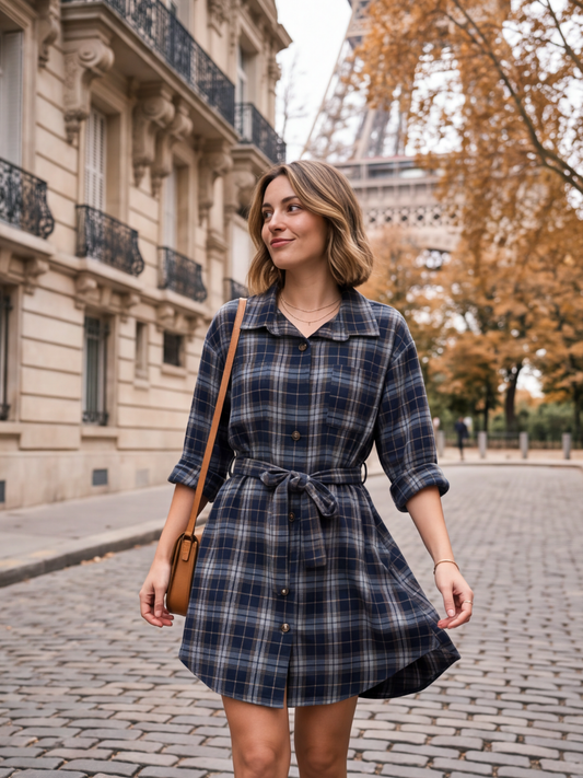 Robe Philomène - Chemise Carreaux Ceinturée
