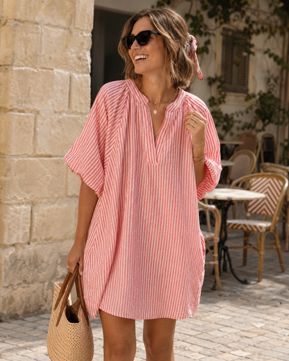 Robe Rayée Manches Ballon Extra Large