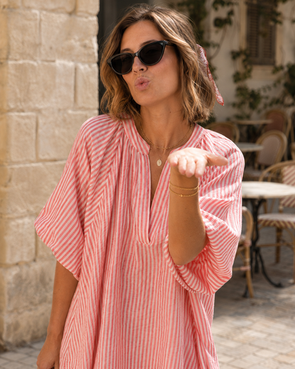 Robe Rayée Manches Ballon Extra Large