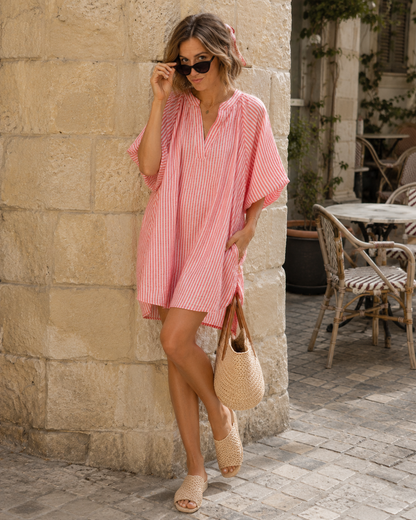 Robe Rayée Manches Ballon Extra Large