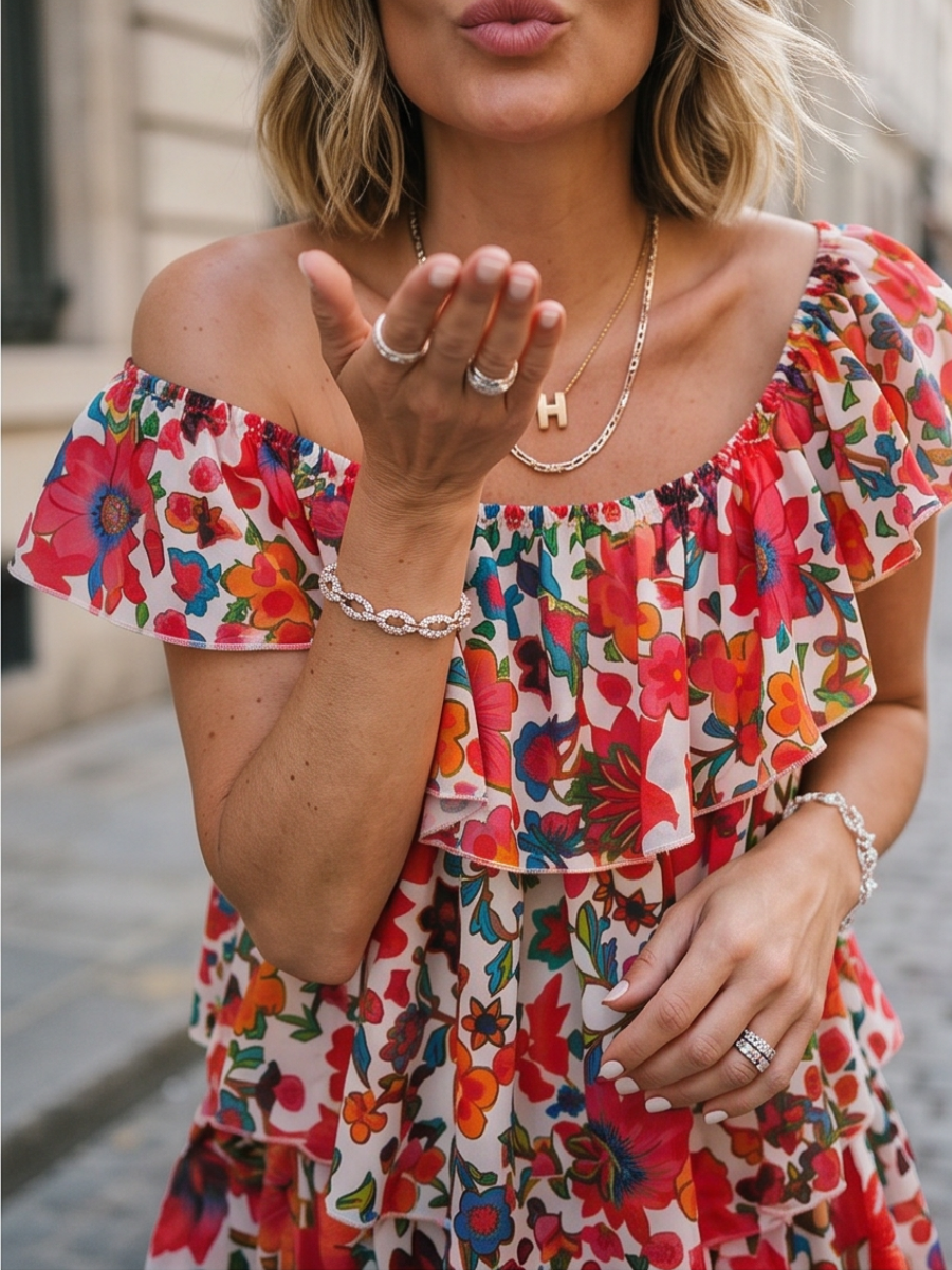Robe Soline - Multicolore Épaules Nues