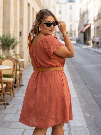 Robe Victoire - Coton manches brodées
