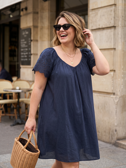 Robe Victoire - Coton manches brodées