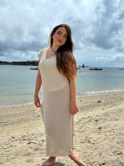 Robe dorée en lurex