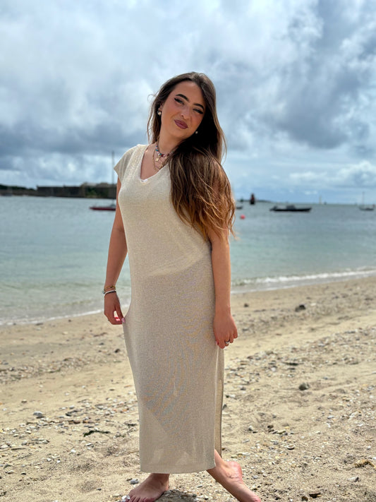 Robe dorée en lurex