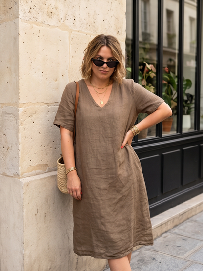 Robe Lin Bohème Poches