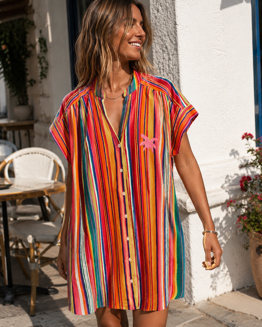 Robe Rayée Palmier