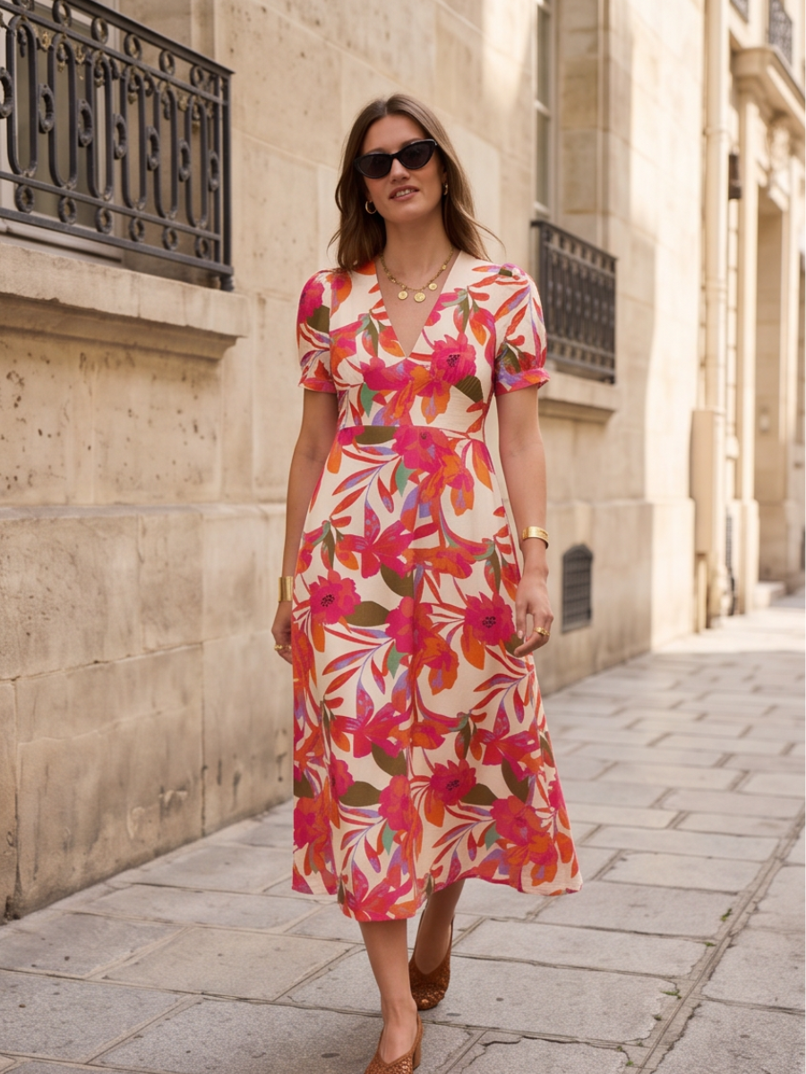 Robe Lola - Longue imprimé Bali