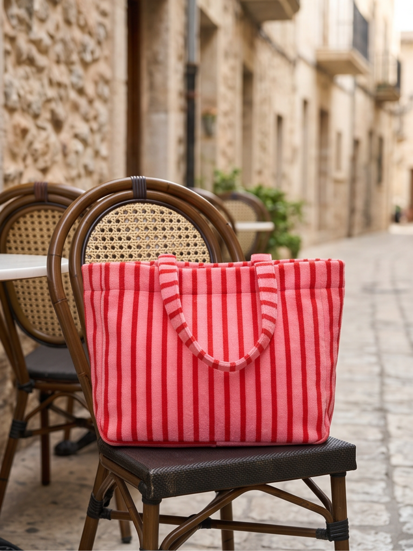 Sac Coton Rayé Rouge