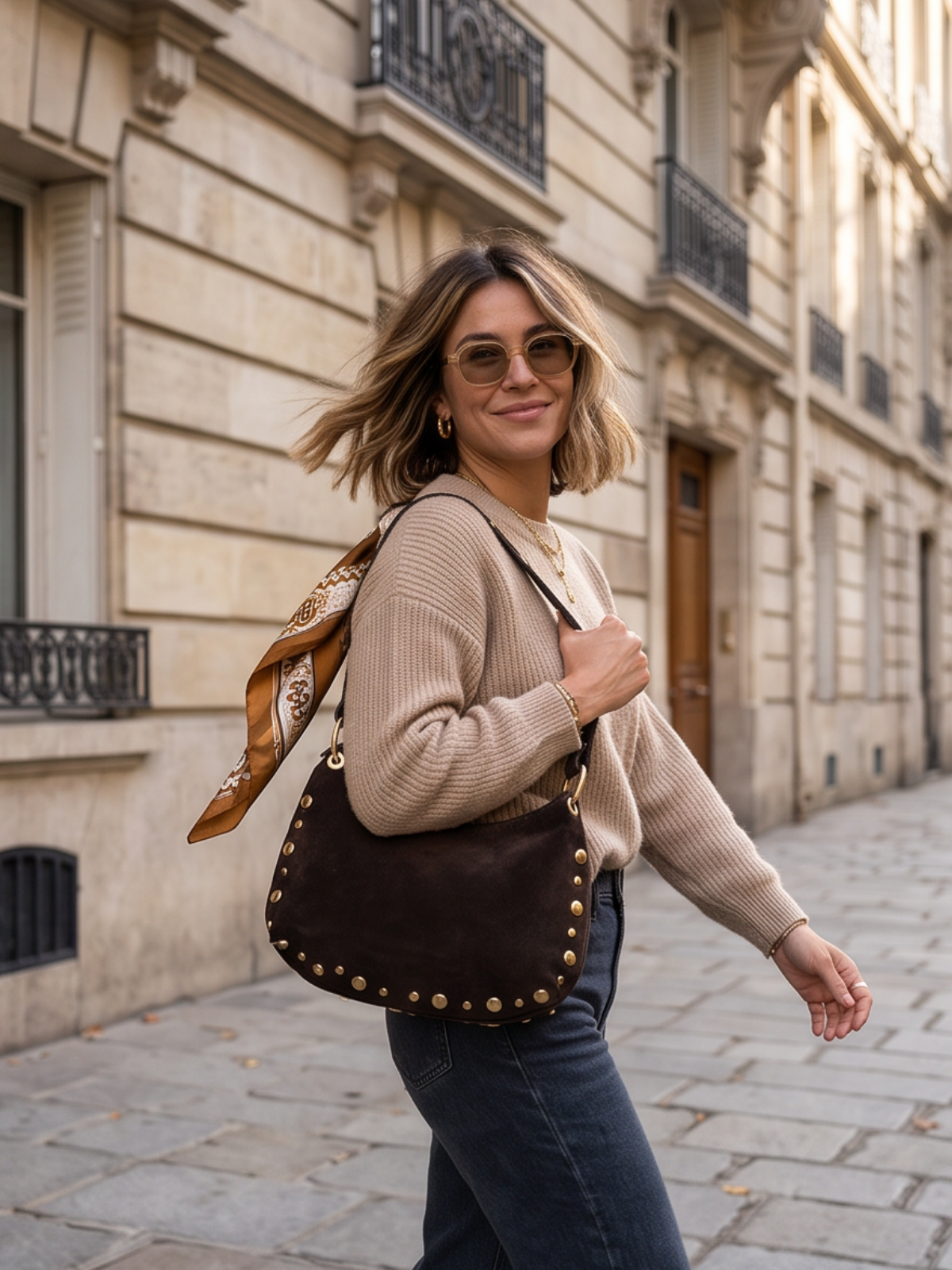 Sac Faustine - Hobo Daim Clouté