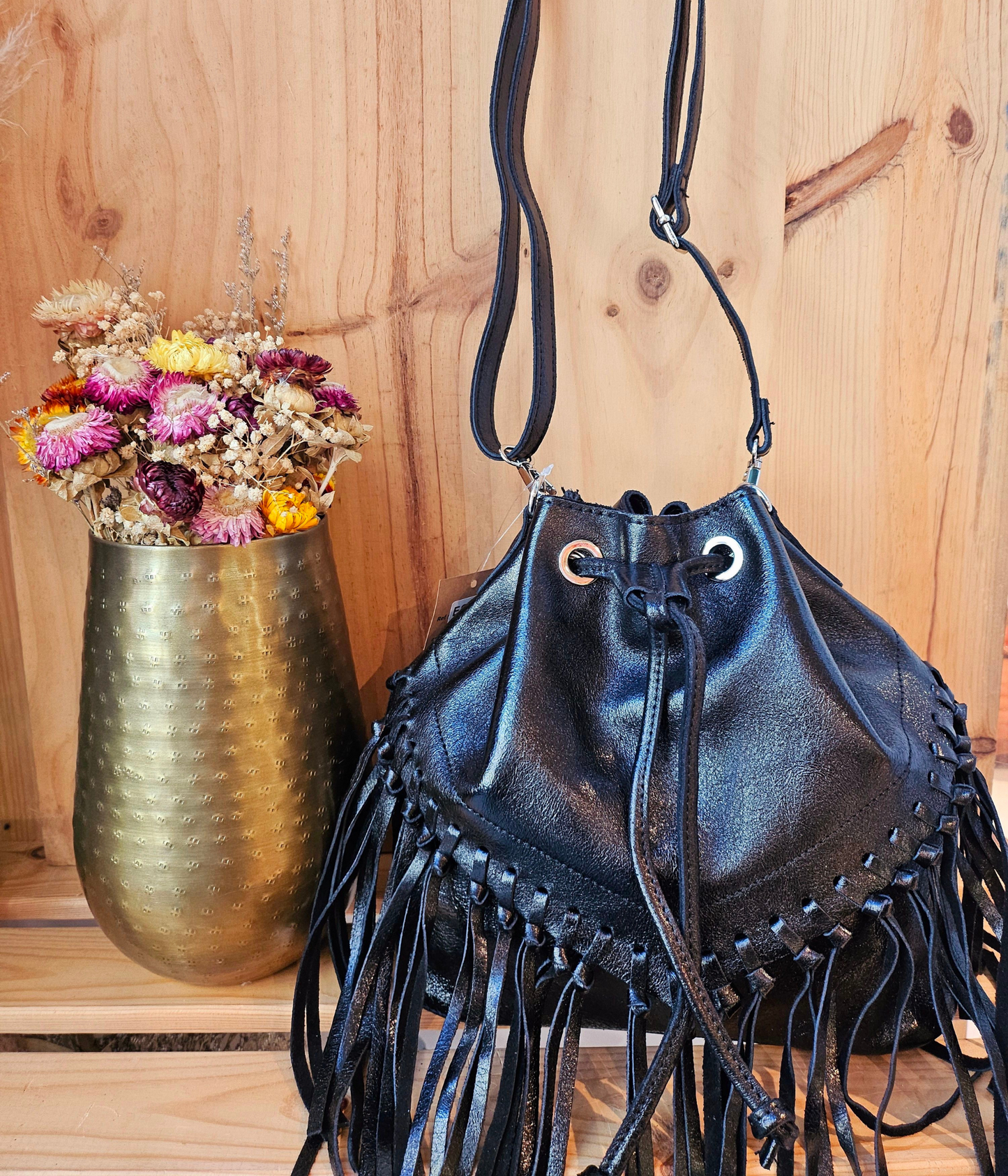 Sac Tressé Franges Cuir