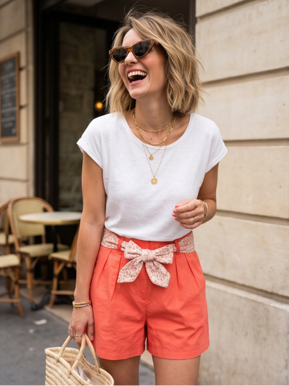 Short Cléa - Ceinture fleurie