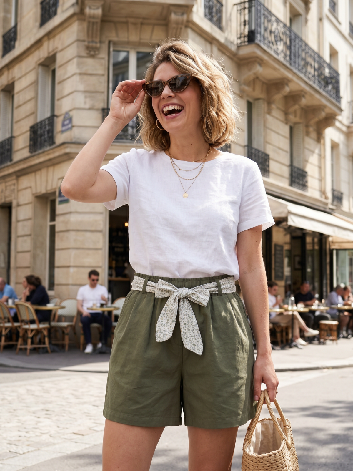 Short Cléa - Ceinture fleurie