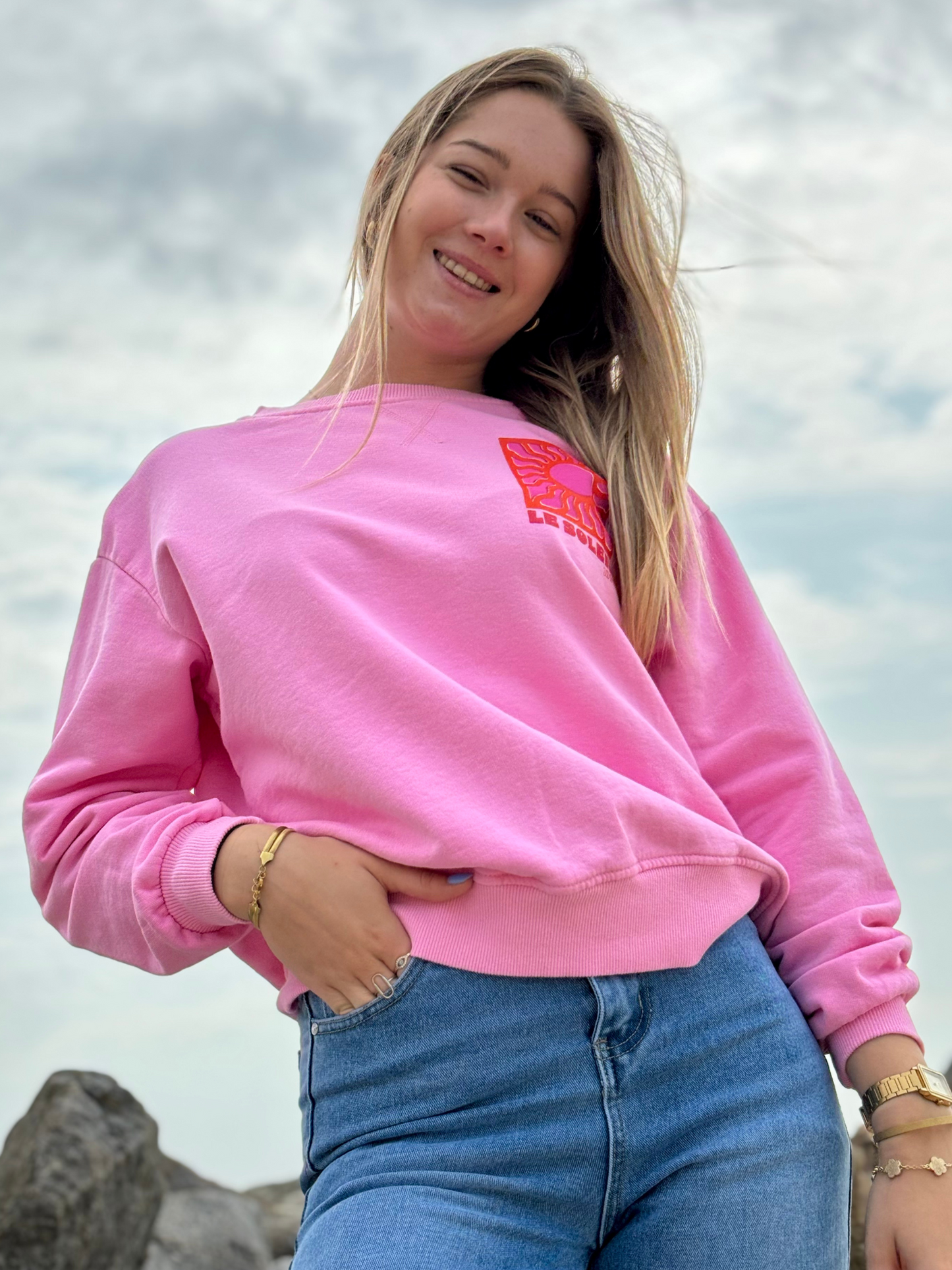 sweat rose en coton