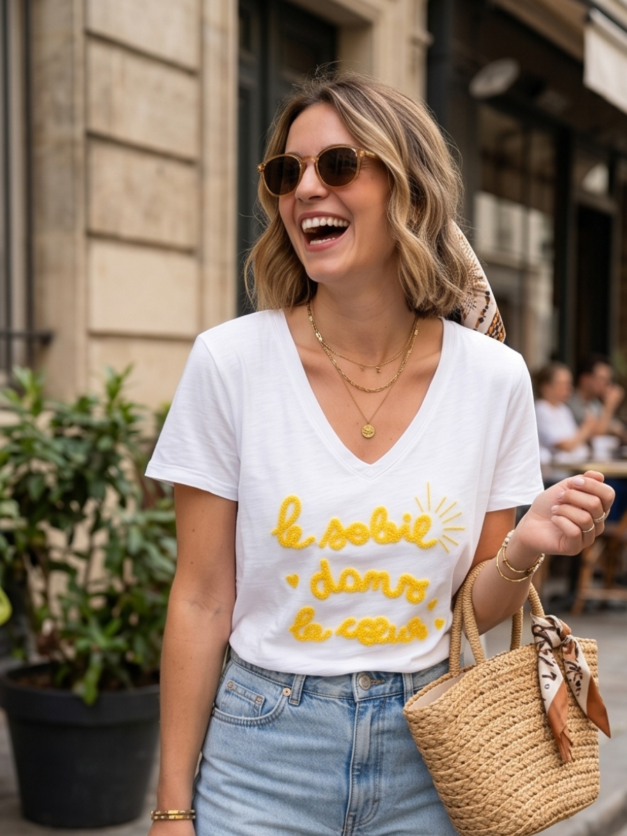 T-shirt Inès - Broderie soleil