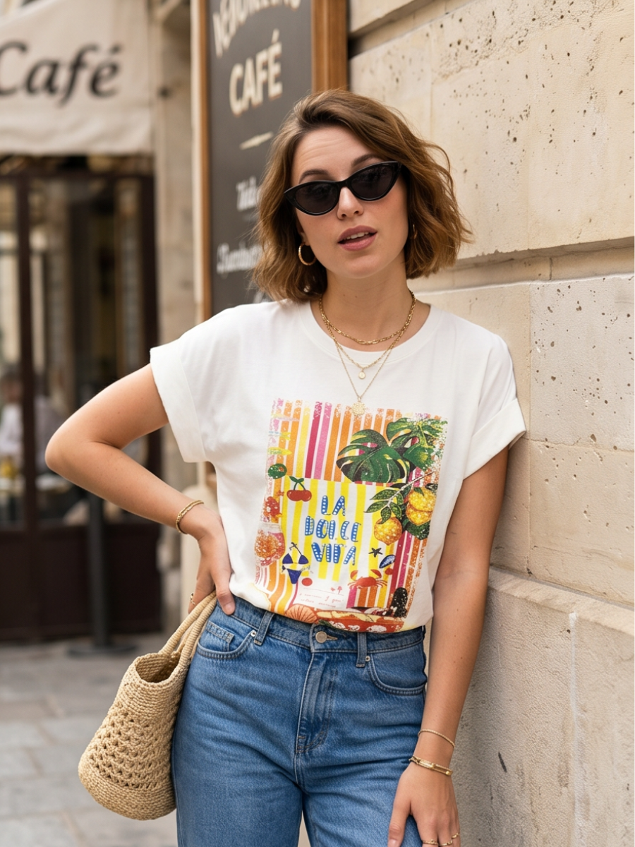 T-shirt Jade - Blanc à imprimé