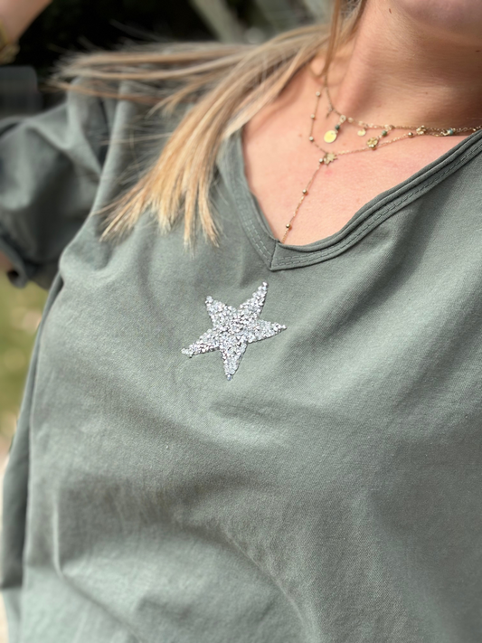 Tee-shirt étoile pailletée