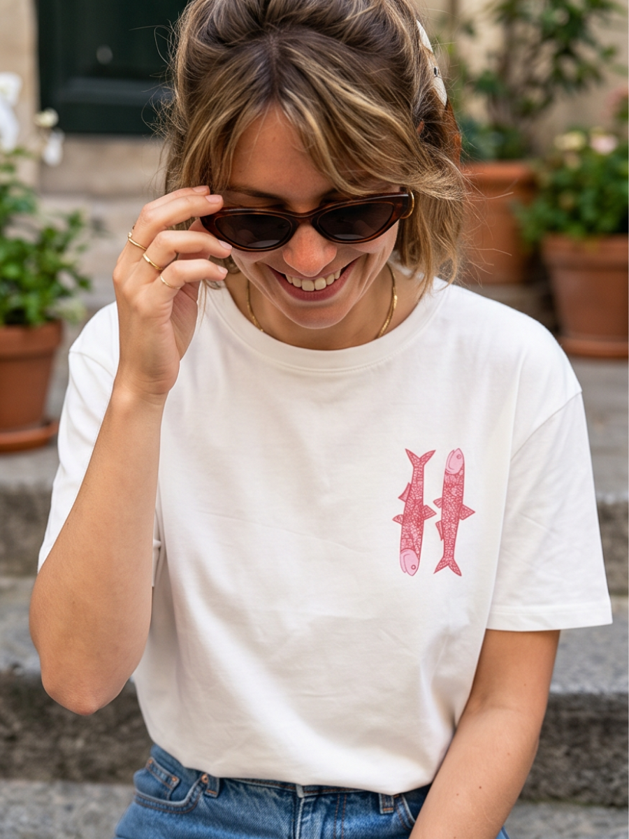 Tee-shirt Lou - Sardines Turquoise