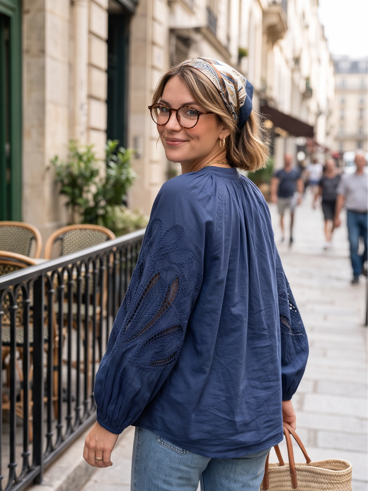 Chemise Manches Brodées Ballons