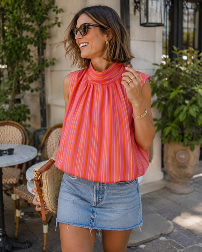 Top Dos Nus Stripe Rose Orange