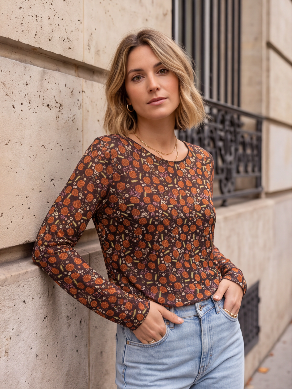 Top Héloïse - Imprimé Fleuri Cachemire