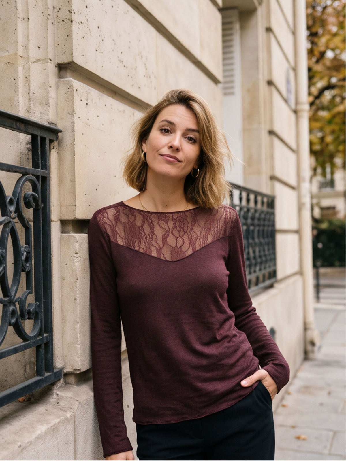 Top Hermine - Dentelle Cachemire