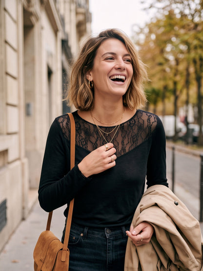 Top Hermine - Dentelle Cachemire