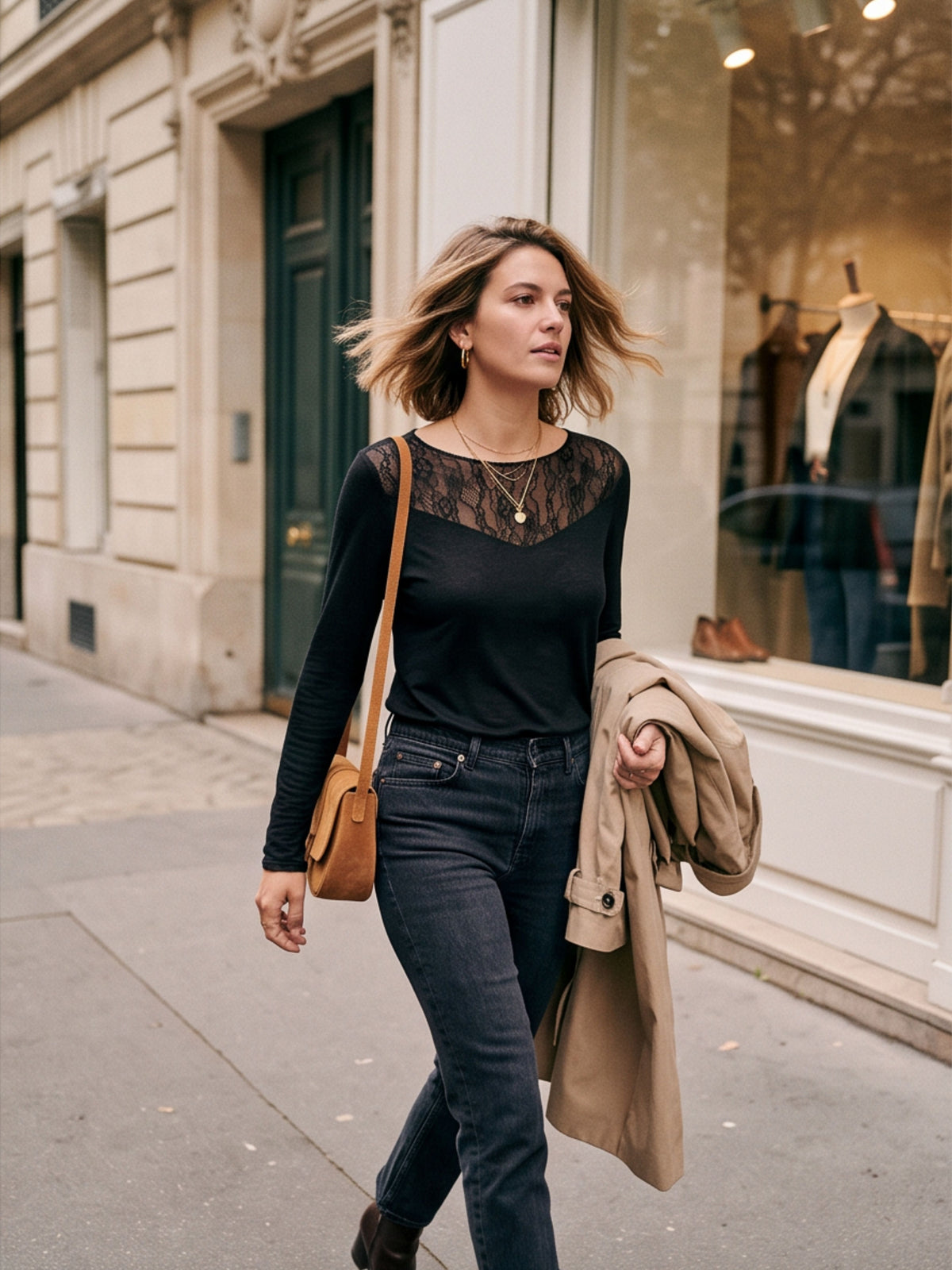 Top Hermine - Dentelle Cachemire