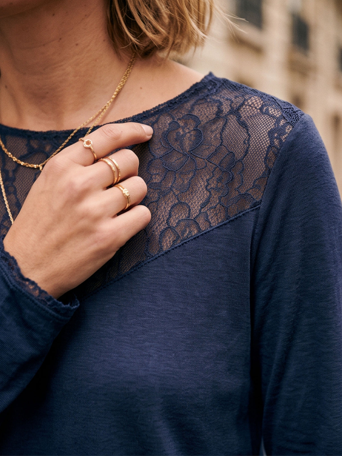 Top Hermine - Dentelle Cachemire