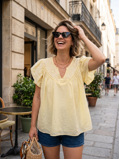 Top Jade - Voile Coton Broderie