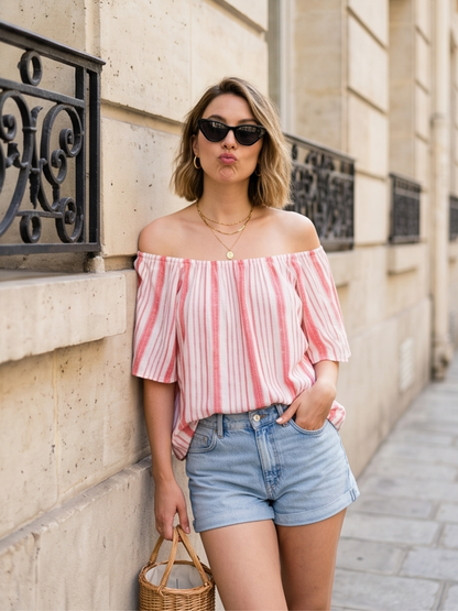 Top Lucie - Rayures Évasées